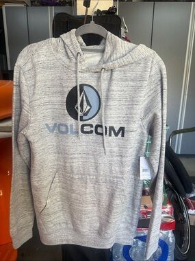 Volcom Light Gray Pullover Hoodie with Logo